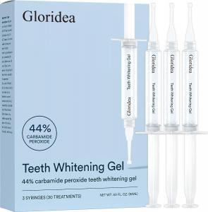 Gloridea Teeth Whitening Gel Syringe Refill Pack, Carbamide Peroxide, 30 Whitening Treatments
